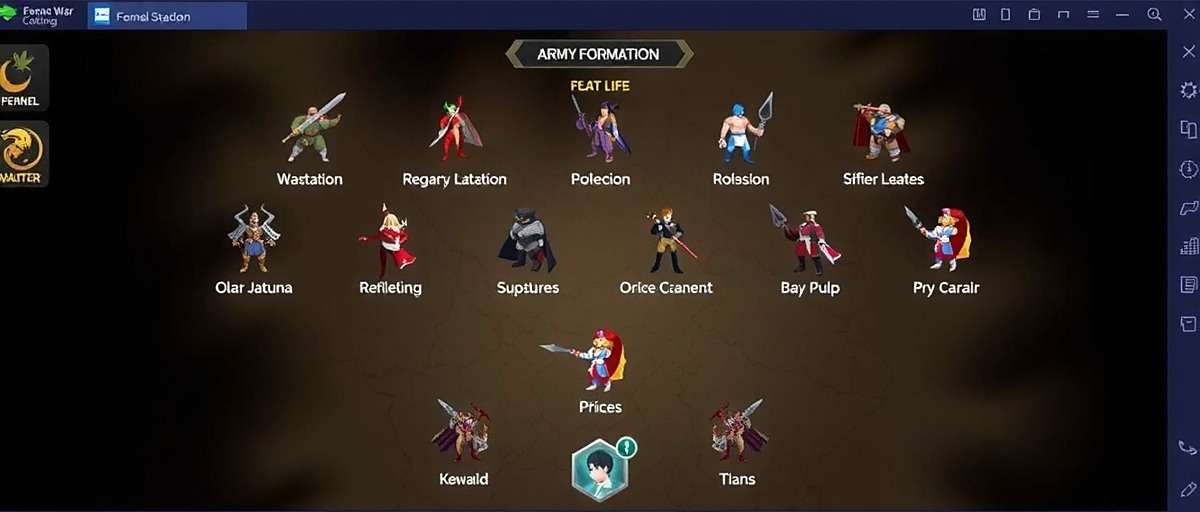Fennel Shadow War Army Formation Strategy Fennel Shadow War army formation screen showing different unit types arranged strategically